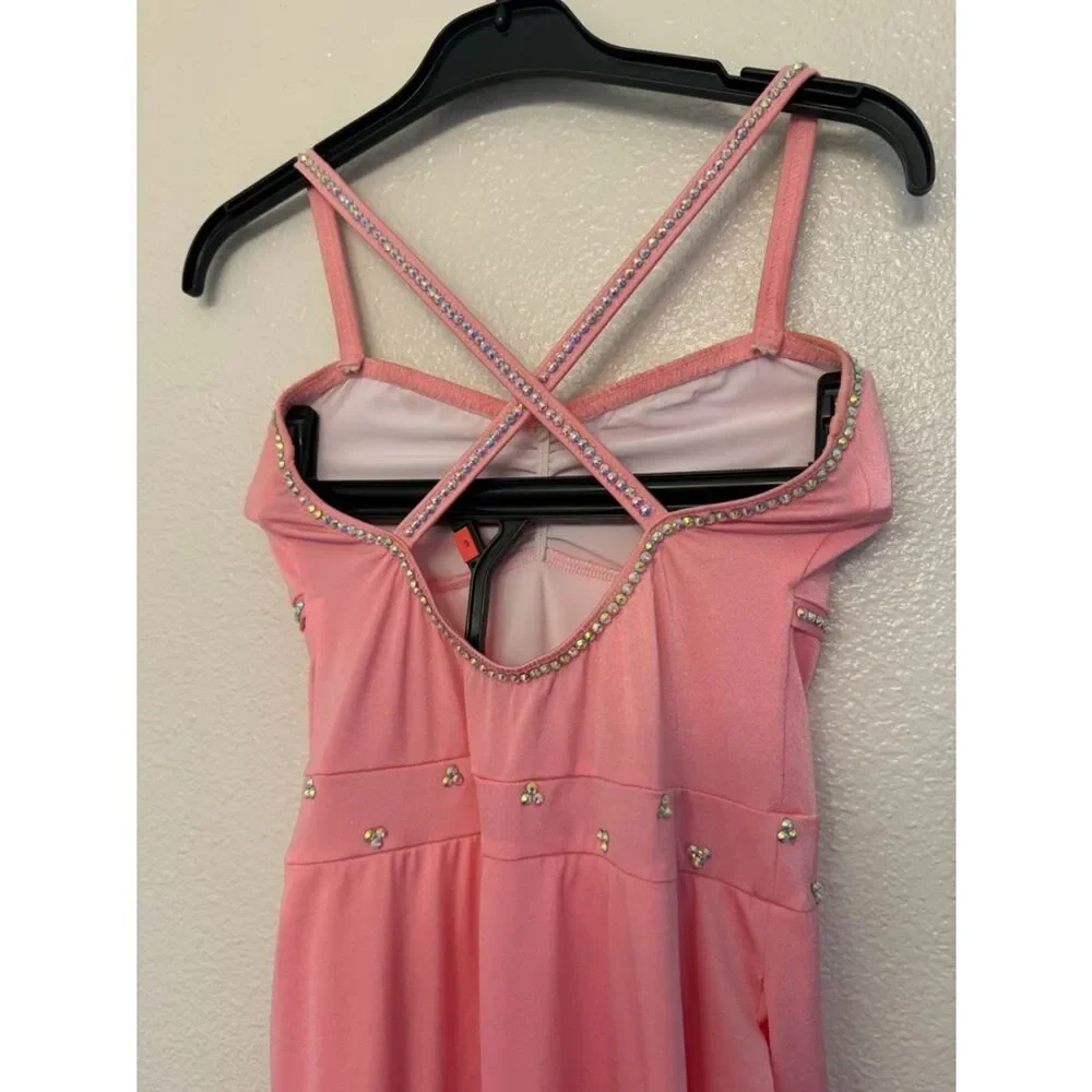 Kelle solo dance costume pink custom maxi slip dress leotard IN MY MIND 8428 LC